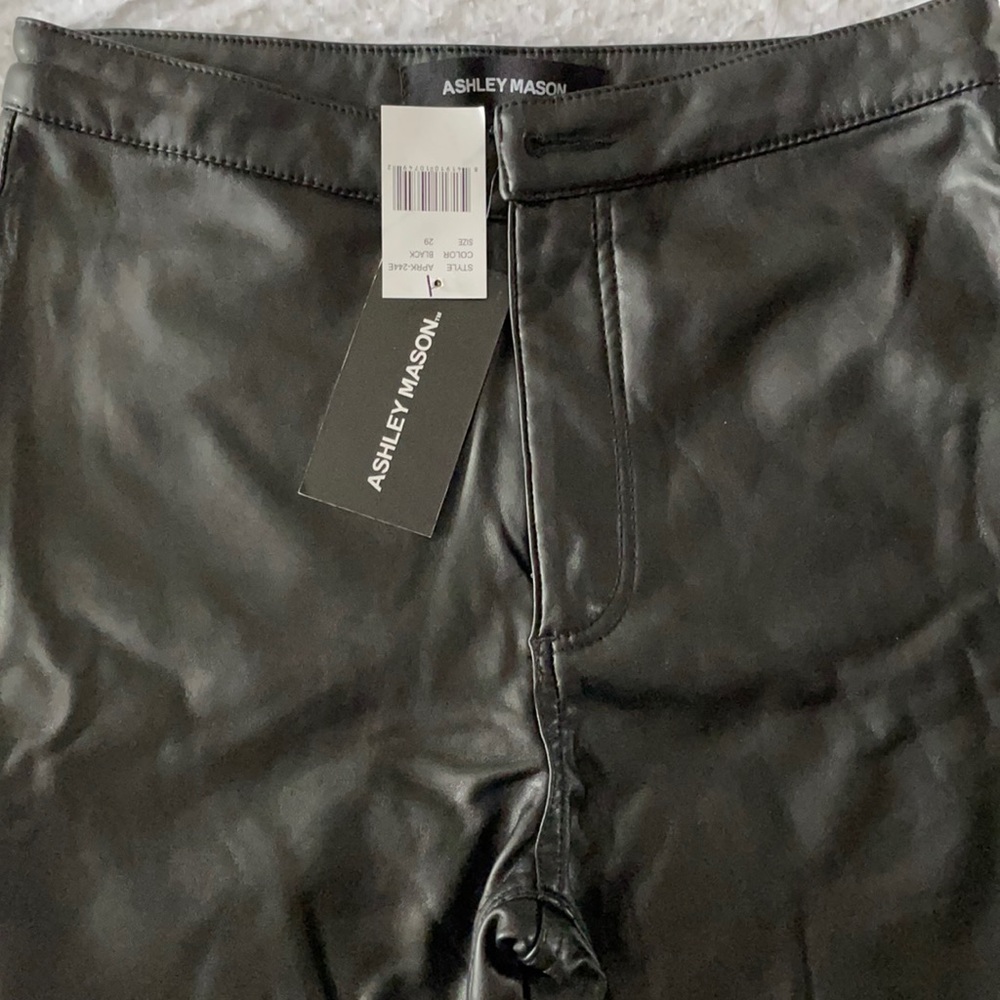 Black faux leather jeans